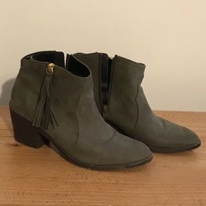 Soda Booties in sort of a Greenish Gray color